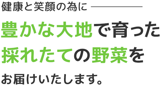 健康と笑顔の為に豊かな大地で育った採れたての野菜をお届けいたします。